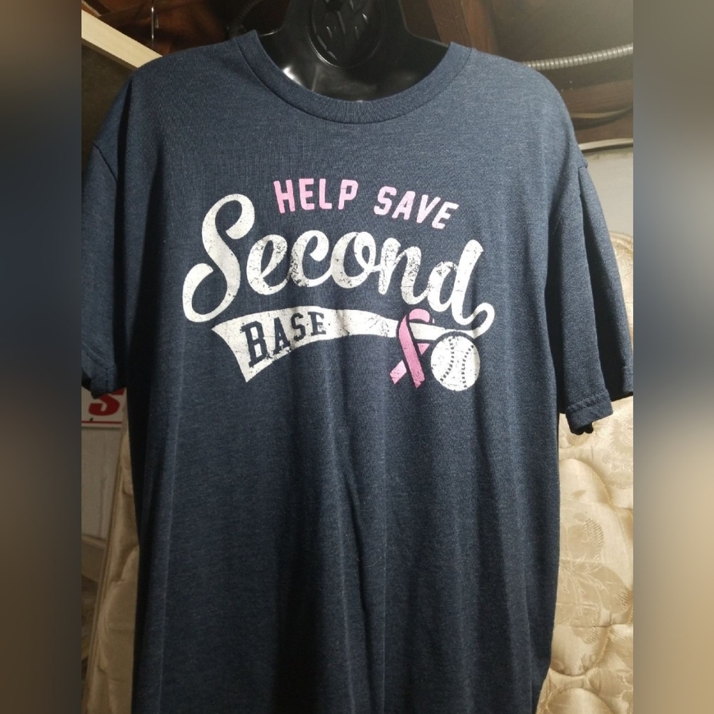 Mens breast cancer tshirt navy blue